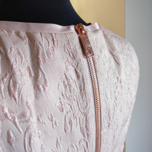 🍒NWT🍒 TED BAKER PINK METALLIC JACQUARD DR - Picture 6 of 11